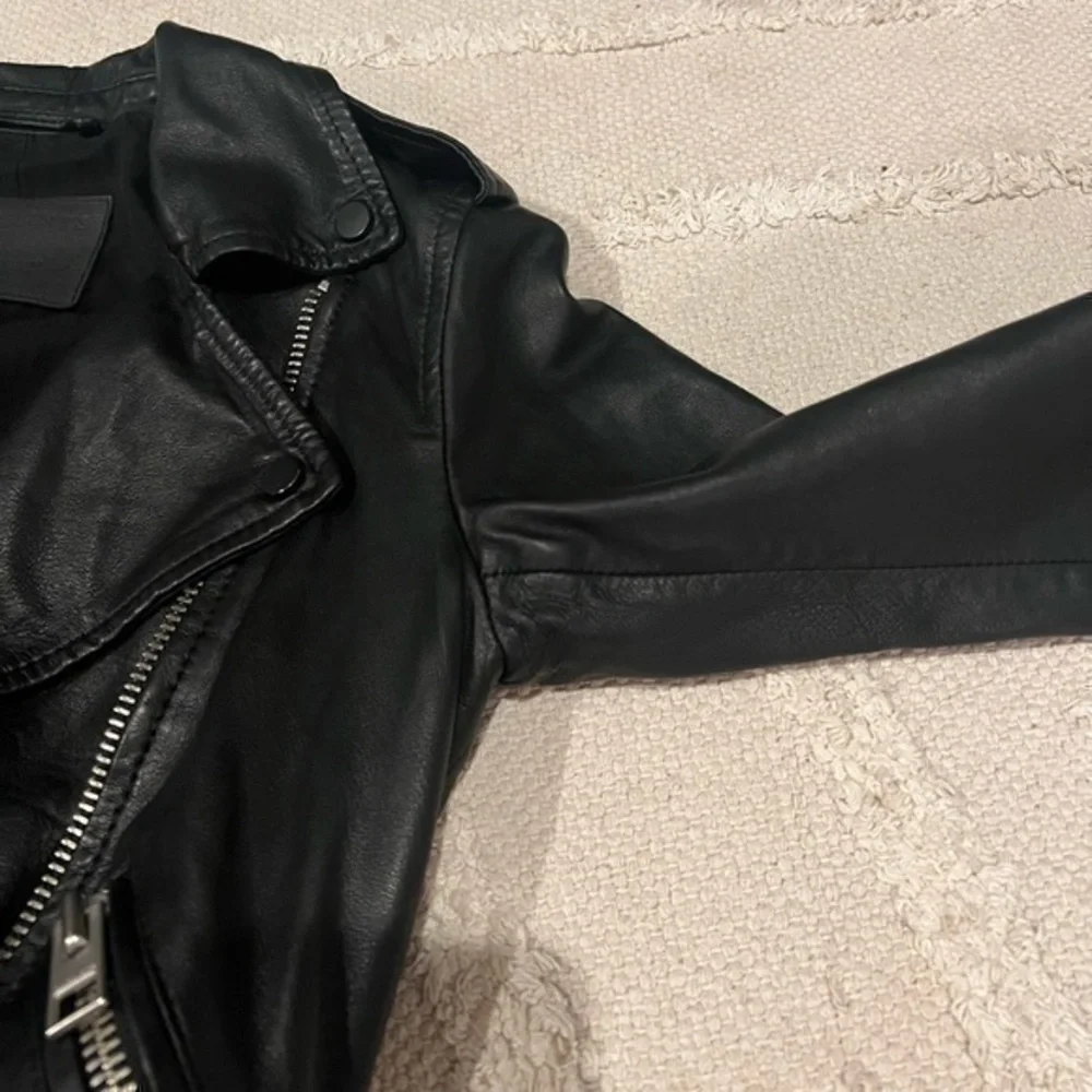 Allsaints‎ Balfern Black Leather Biker Moto Zip Jacket 00